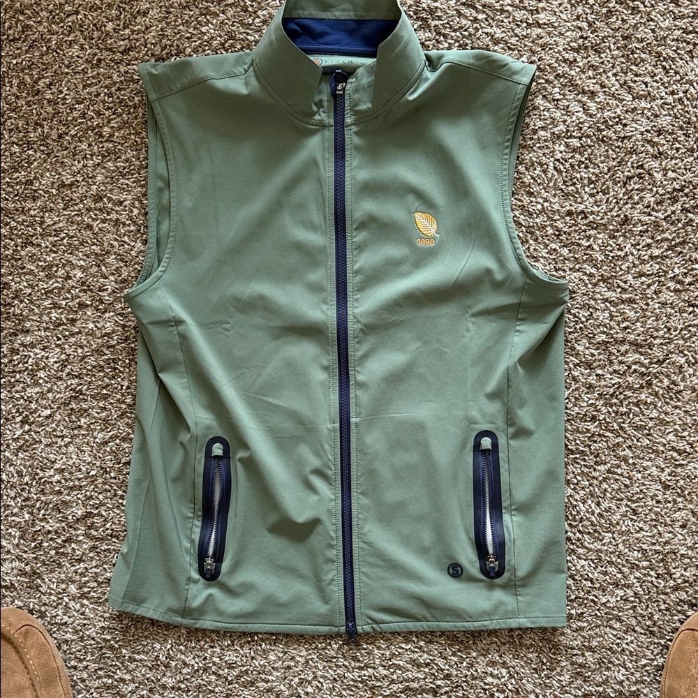 Men's Green Vest with Navy Accents